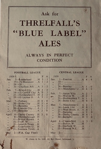 Match programme Backcover