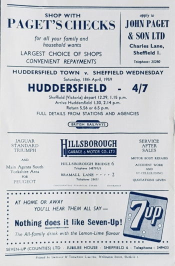 Match programme backcover