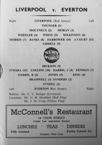 Match programme - lineups