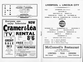 Match programme - lineups