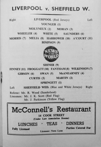 Match programme lineups