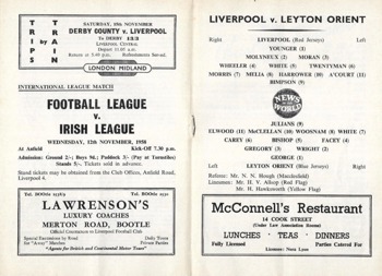 Match programme lineups