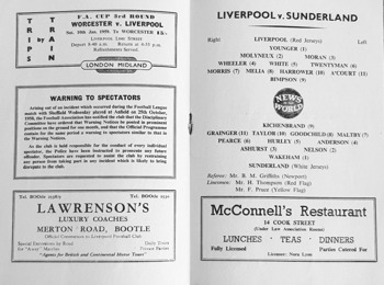 Match Programme lineups