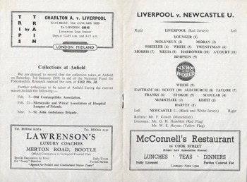 Match programme lineups