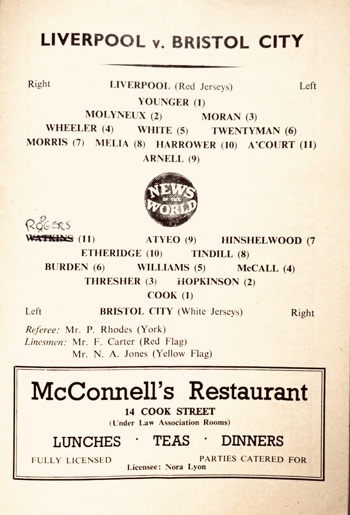 Match programme lineups