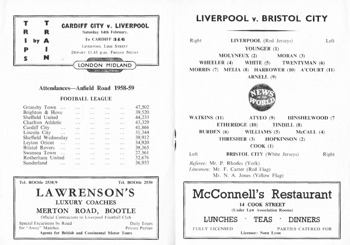 Match programme lineups