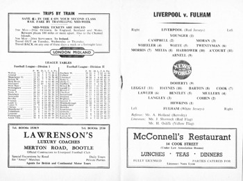 Match programme lineups