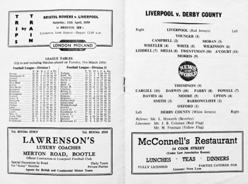 Match programme lineups