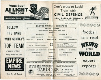 Match programme - lineups