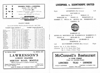 Match programme lineups