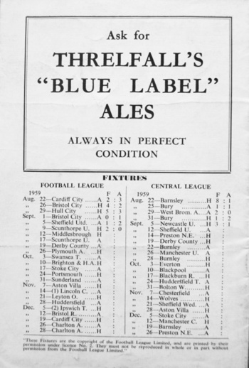 Match programme backcover