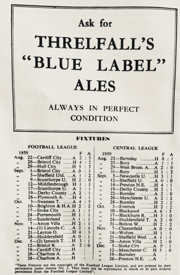 Match programme backcover