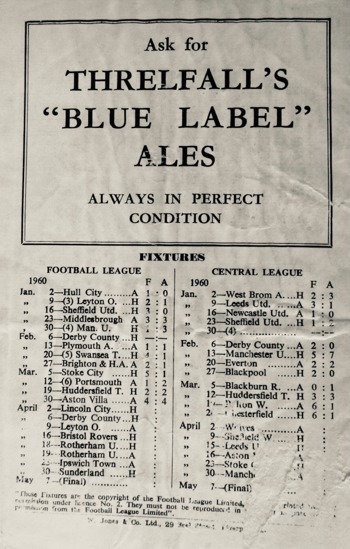 Match programme backcover