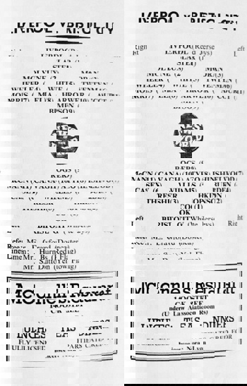 Match Programme lineups