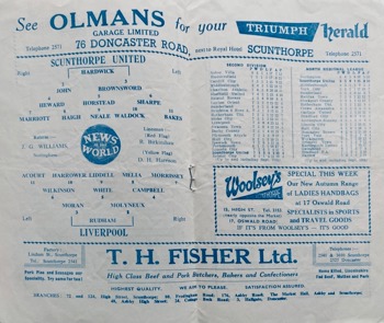 Match programme lineups