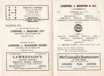 Match programme lineups