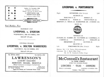 Match programme lineups