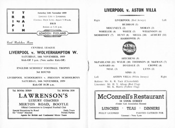 Match Programme lineups