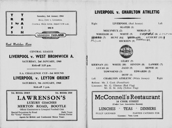 Match programme lineups
