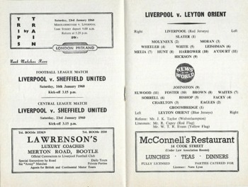 Match programme lineups
