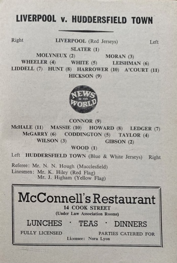 Match programme lineups