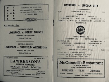 Match programme lineups
