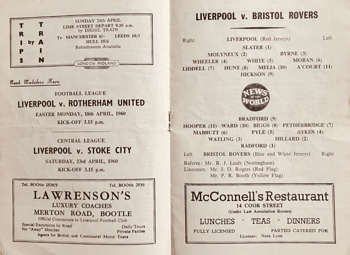 Match programme lineups