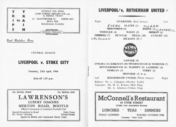 Match programme lineups