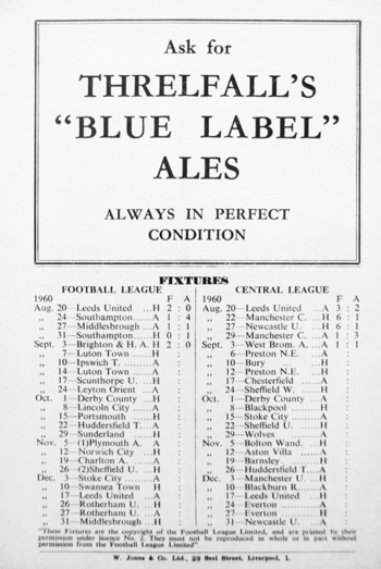 Match programme backcover