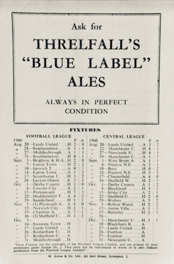 Match programme backcover