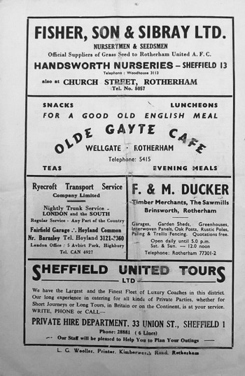 Match Programme Back Cover