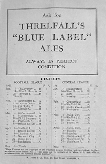 Match programme backcover