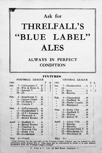 Match programme backcover