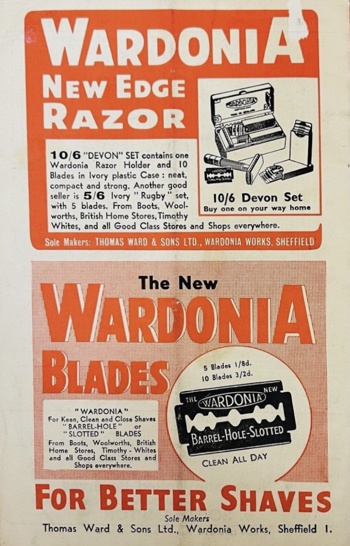 Match programme backcover