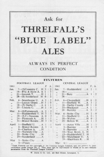 Match programme backcover