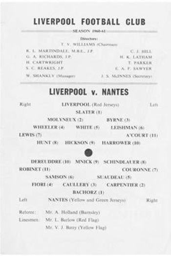 Match programme - Lineups