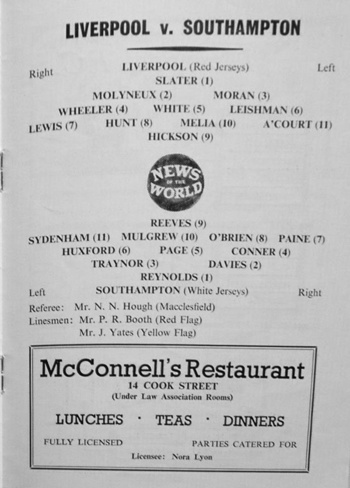 Match programme lineups