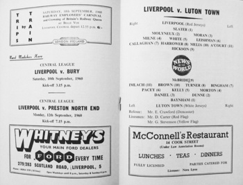 Match programme lineups