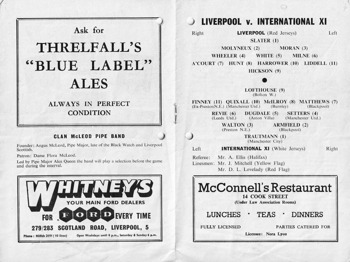 Match programme lineups
