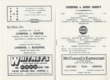 Match programme - lineups