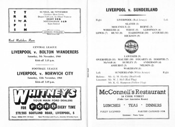 Match programme lineups
