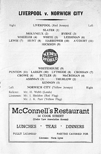 Match programme lineups