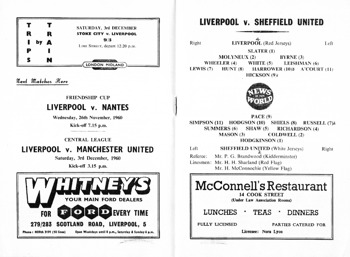 Match programme lineups