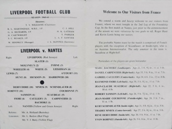 Match programme lineups