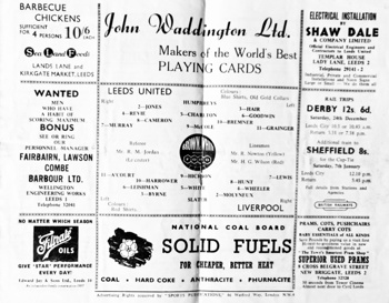 Match programme lineups