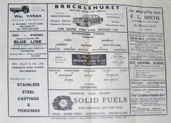 Match programme lineups