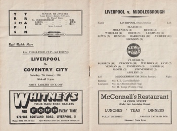 Match programme lineups