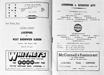 Match programme lineups