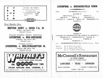 Match programme lineups