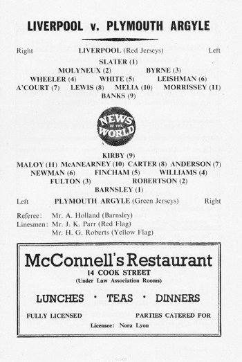 Match programme lineups